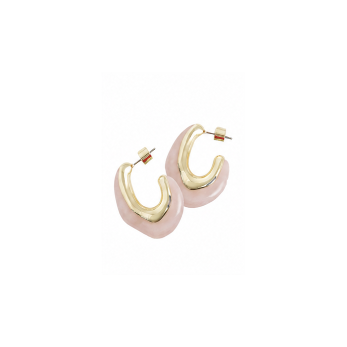 Blush and Gold Hoop Earrings